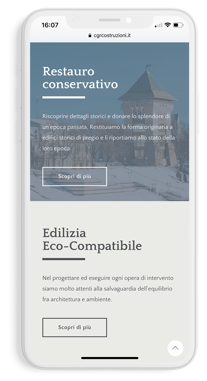 Home page mobile CGR Costruzioni